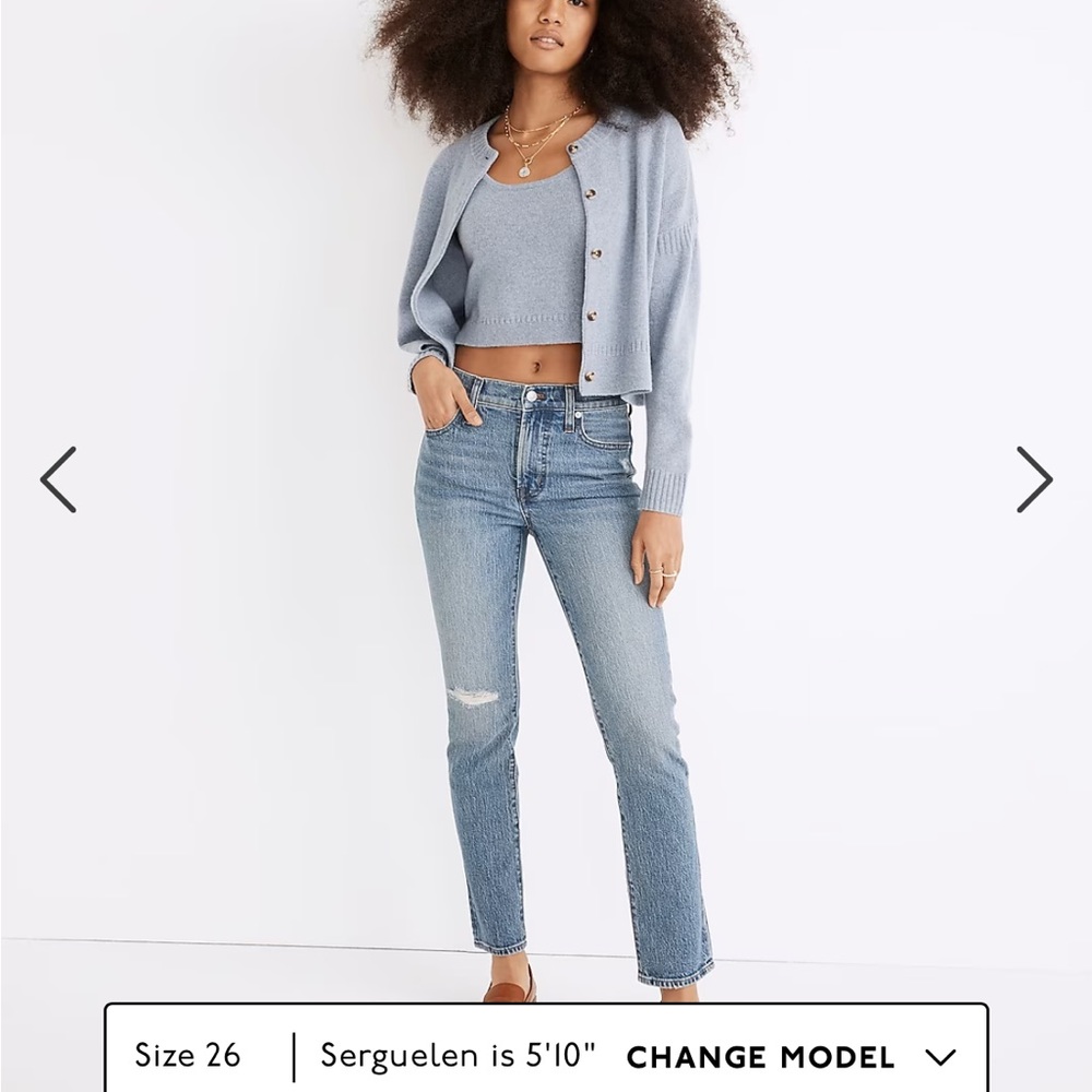 Madewell Mid-rise Perfect Vintage Jean, ripped knee edition 28T